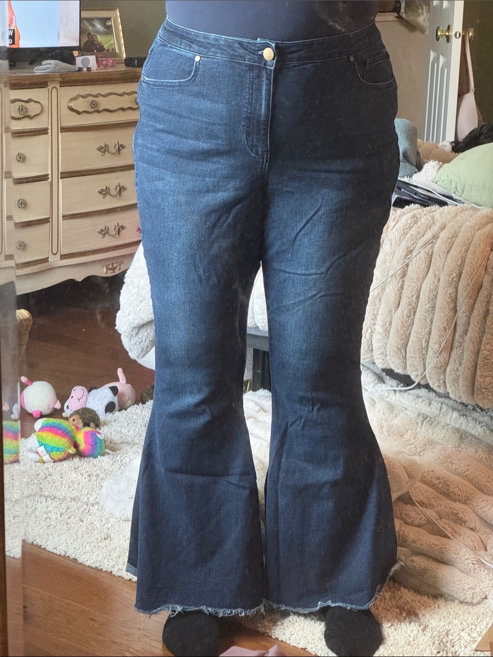 EUC ARULA Dark Indigo High Rise Super Flare Jeans size 20